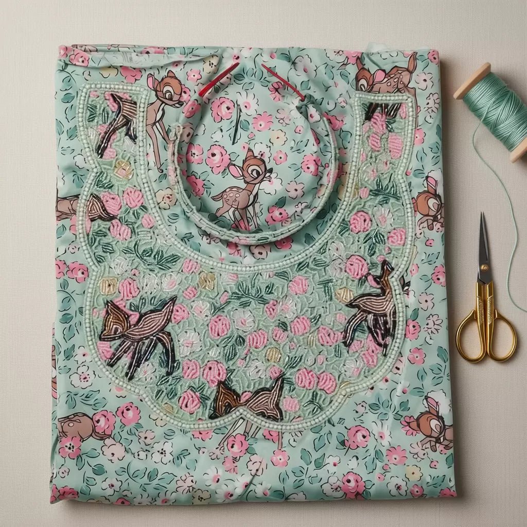 Taj Bambi Girls Embroidered Mukhawir - Green