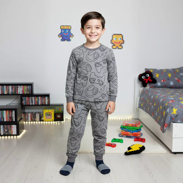 Gaming Console Boy Pajama Set- Grey
