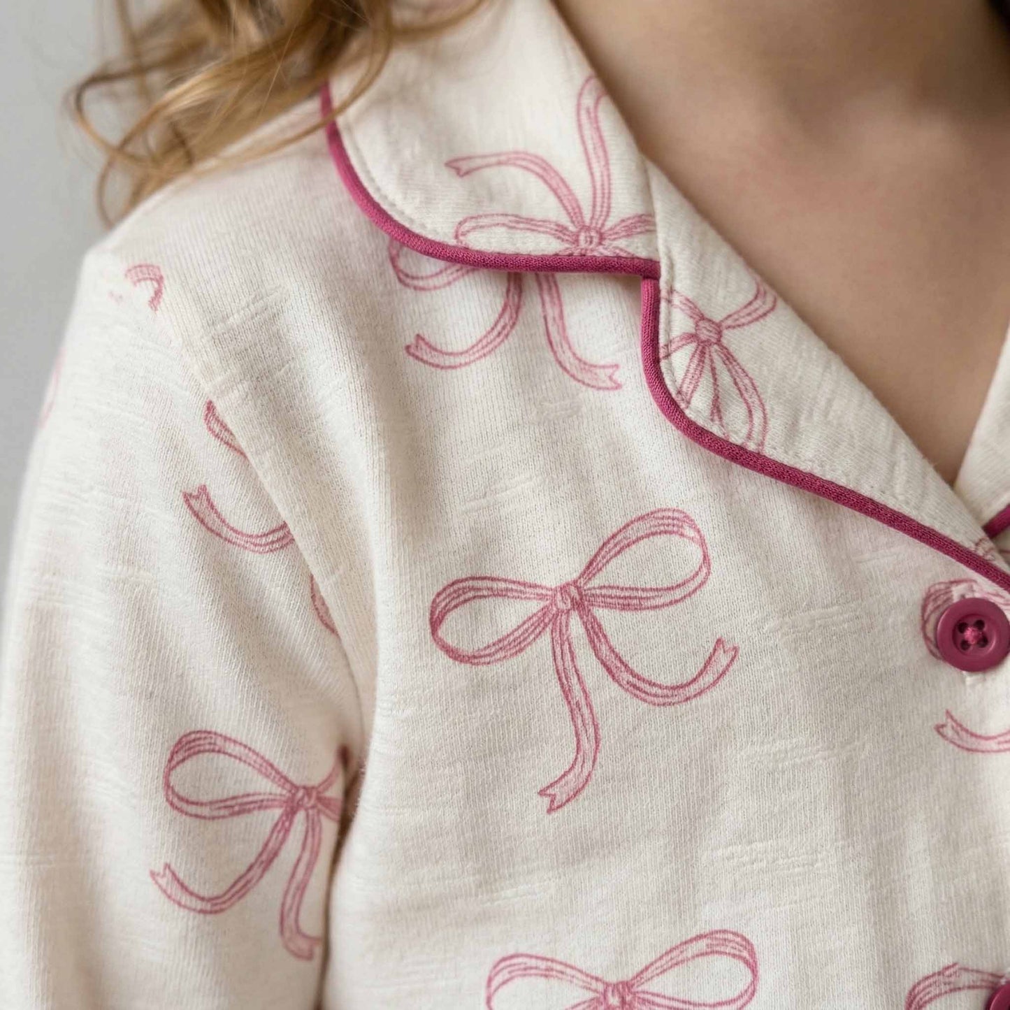 Dreamtime Classic Girl Button Pajama Set - Cream