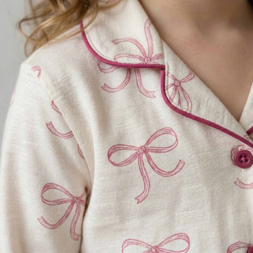 Dreamtime Classic Girl Button Pajama Set - Cream