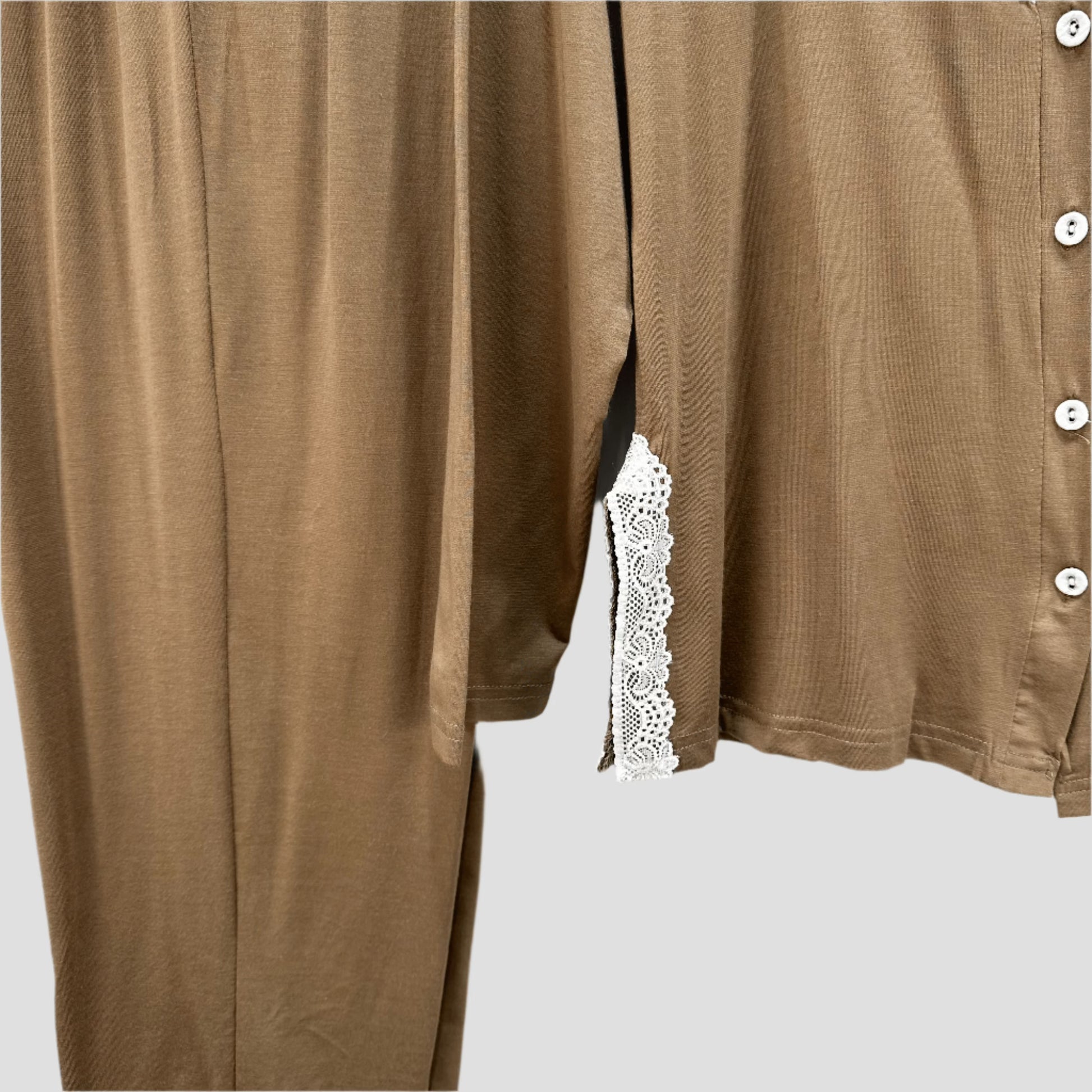 Icecream women maternity Laced Maternity Pajama Set - Light Brown