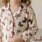 Butterfly Garden Girl Button Pajama Set - Beige