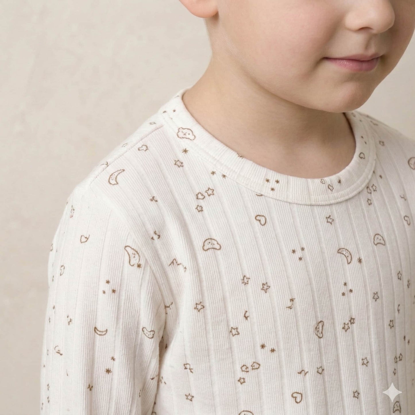 Midnight Moon Boy Pajama Set- Crème