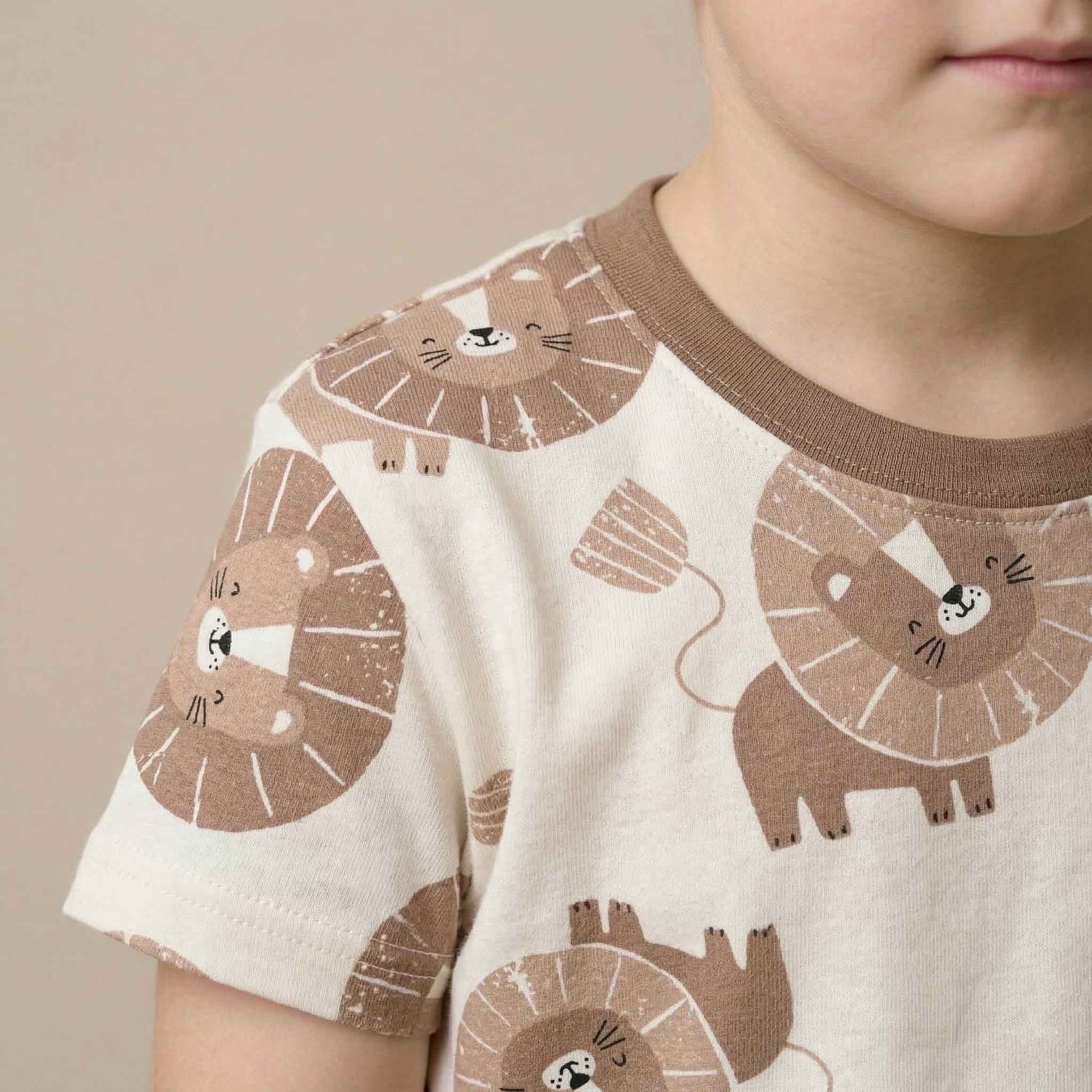 Lion Jungle King Boys Half Sleeves Pajama Set - Brown