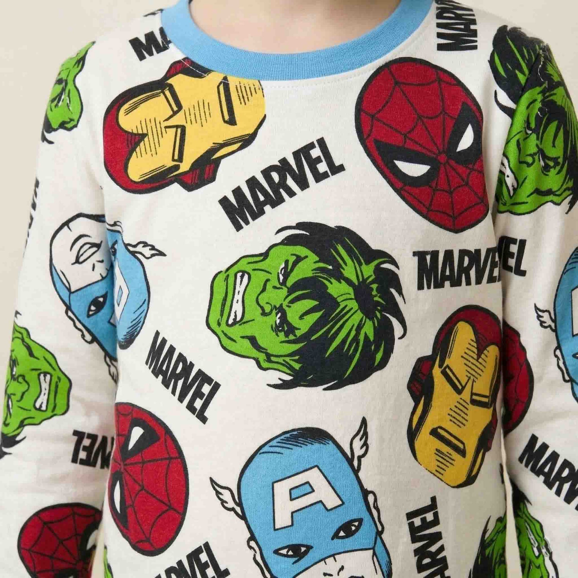 Marvel Boys Full Sleeves Pajama Set - White
