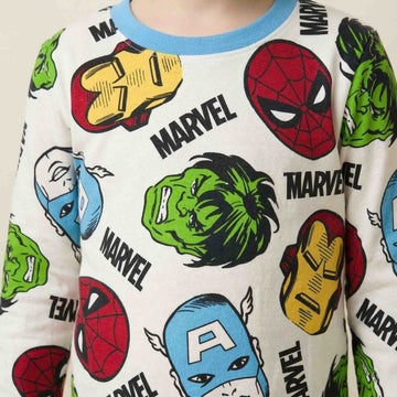 Marvel Boys Full Sleeves Pajama Set - White