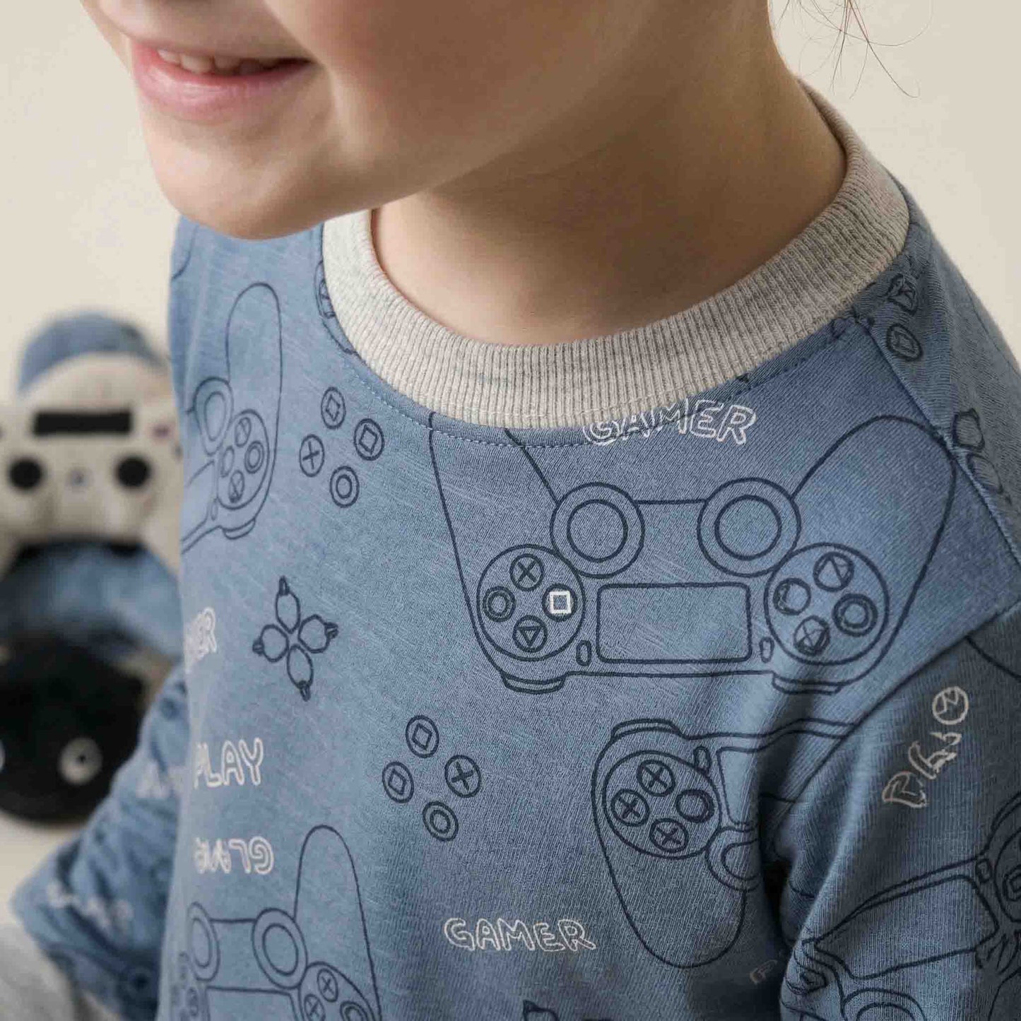 Gaming Geek Boys Full Sleeves Pajama Set - Blue