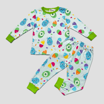 mchakky Boys Sets Baby Monster Boys Full Sleeves Pajama Set - White