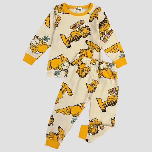 mchakky Boys Sets Garfield Boys Full Sleeves Pajama Set - Cream