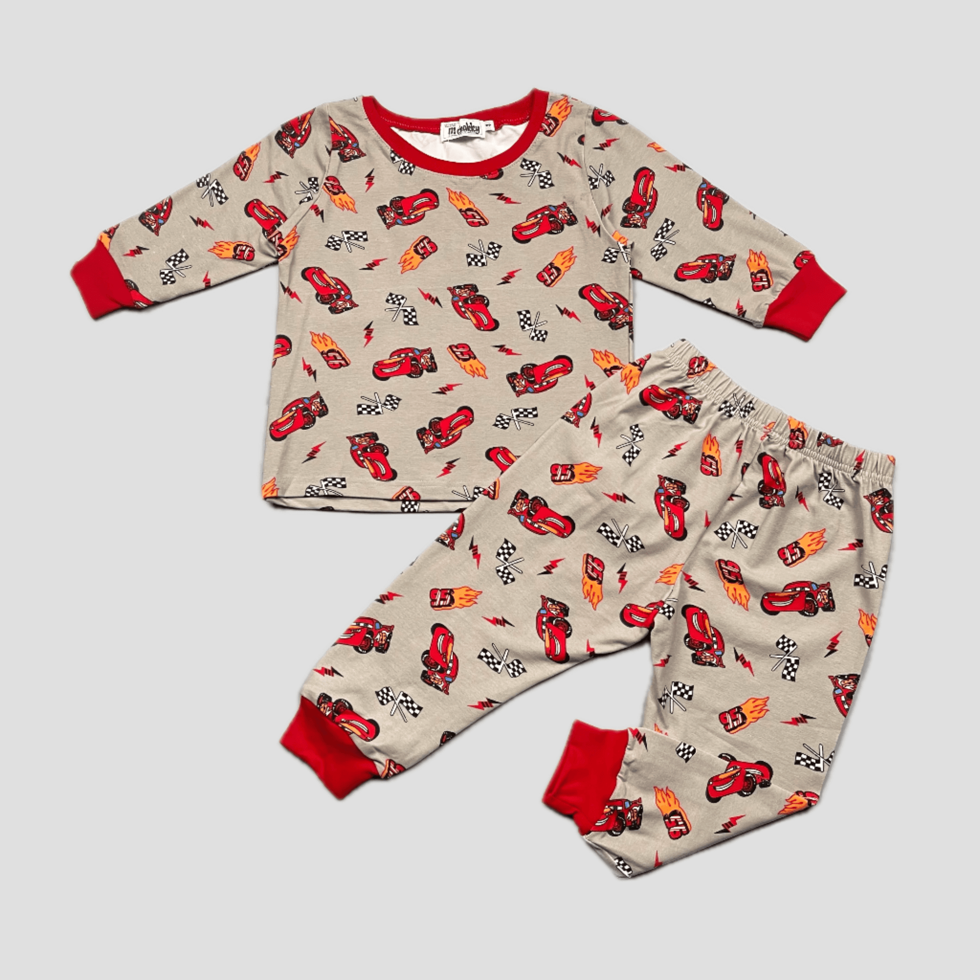 mchakky Boys Sets Lightning Mcqueen Boys Full Sleeves Pajama Set - Grey