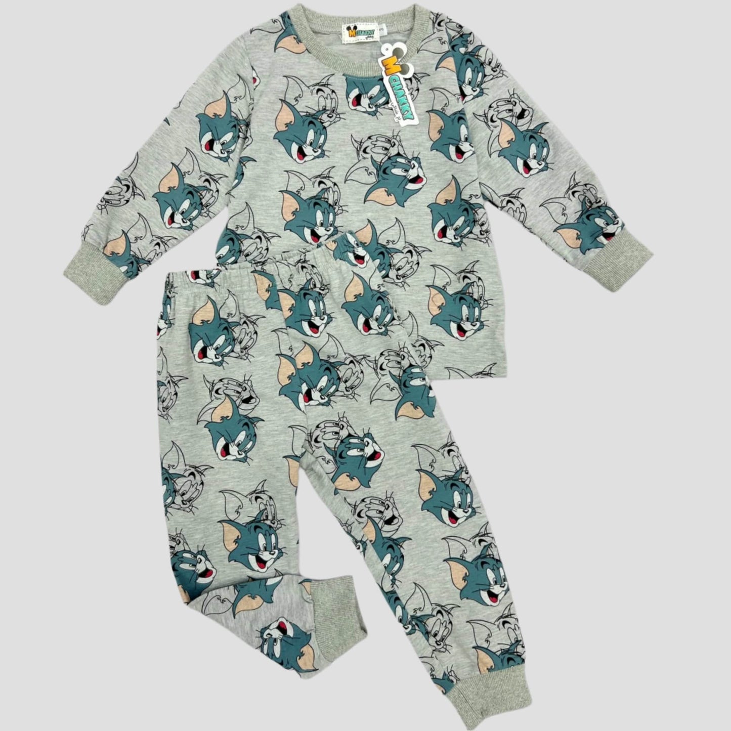 mchakky Boys Sets Tom & Jerry Boys Full Sleeves Pajama Set - Grey