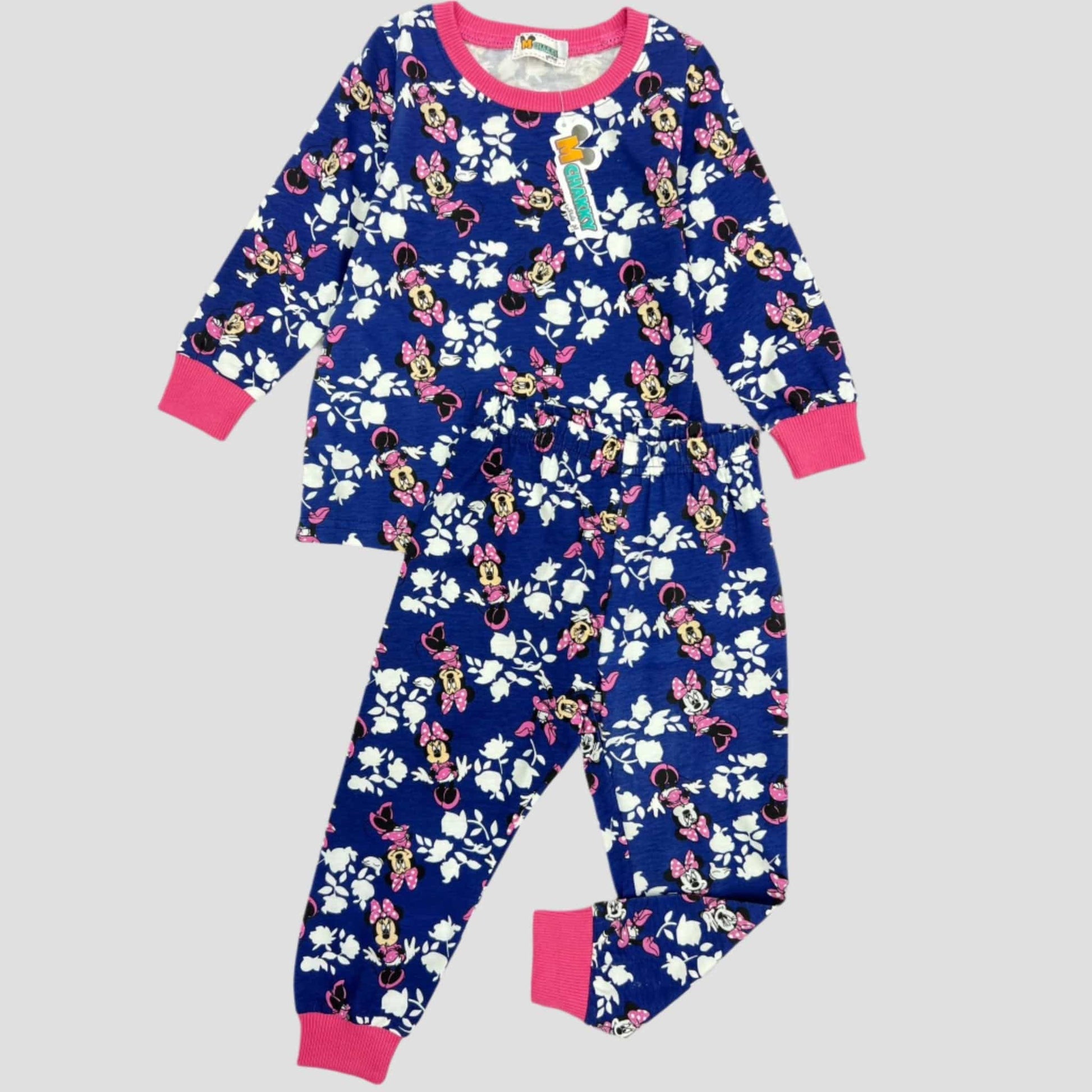 mchakky Girls Sets Minnie Girls Full Sleeves Pajama Set - Navy Blue