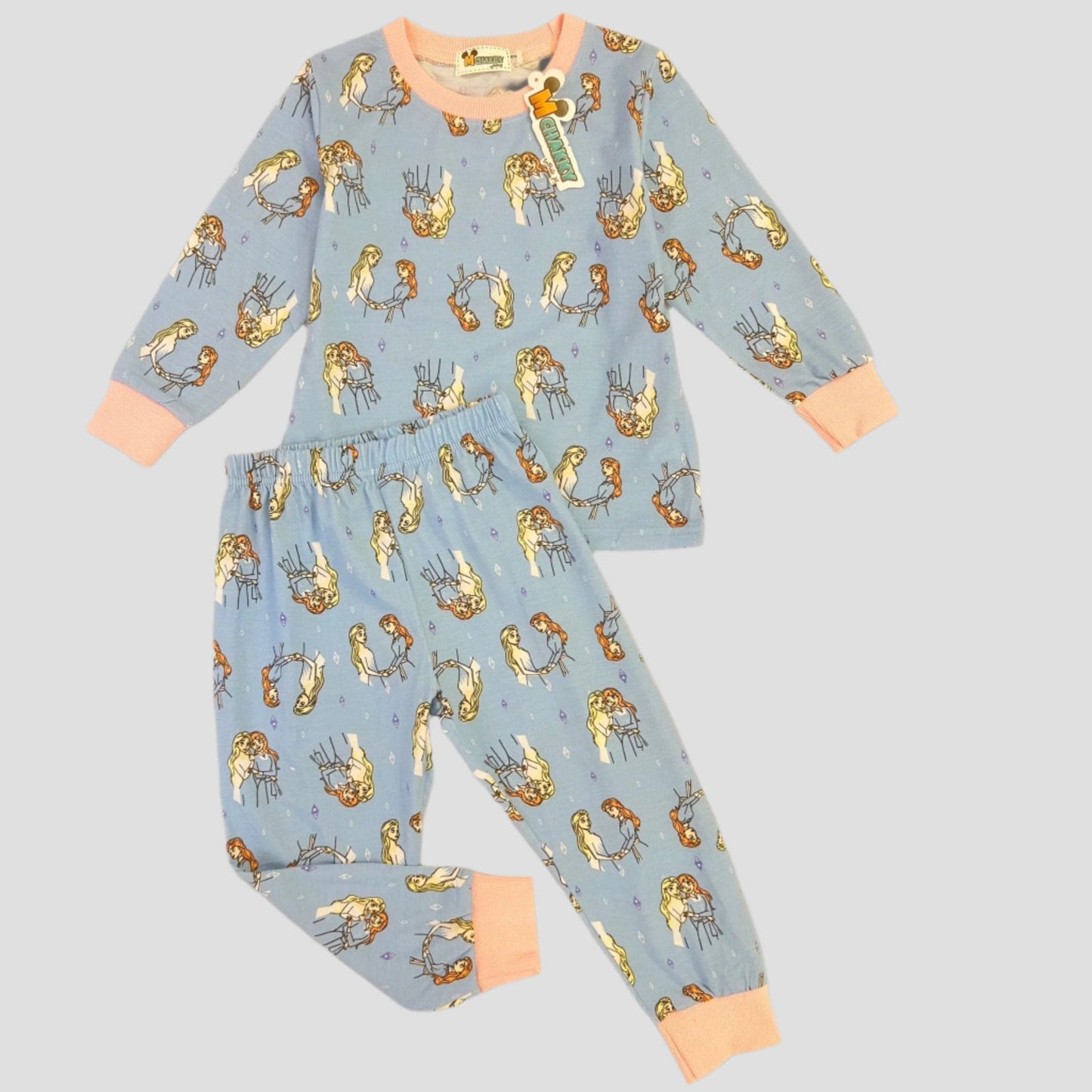 mchakky Girls Sets Princess Girls Full Sleeves Pajama Set - Blue