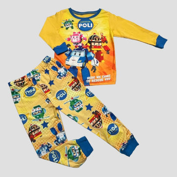 Nickelodean Boys Sets Robocar Boys Full Sleeves Pajama Set - Yellow