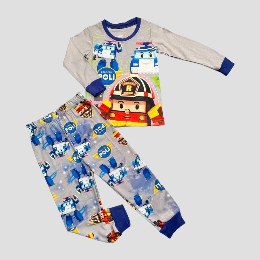 Nickelodean Boys Sets Robocar Poli Boys Full Sleeves Pajama Set - Grey