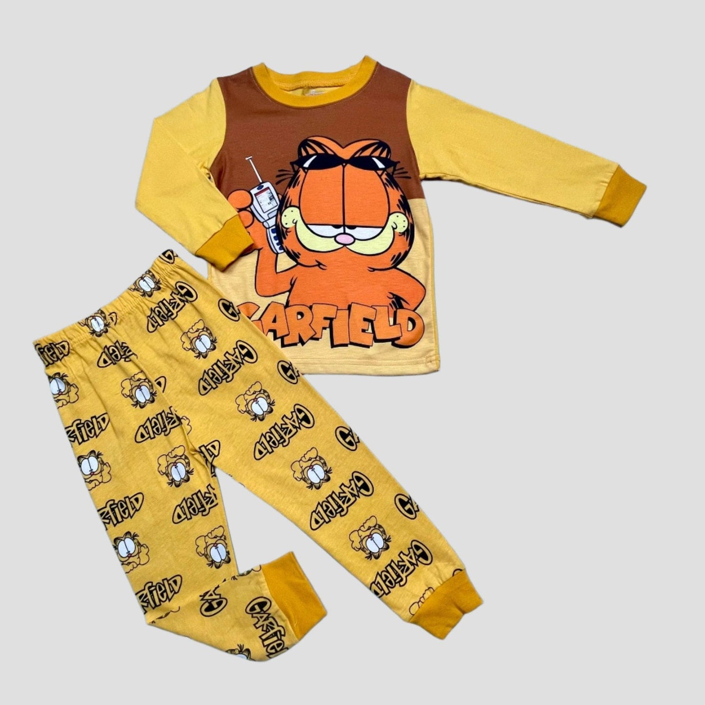 Nicklodean Boys Sets Garfield Boys Full Sleeves Pajama Set - Yellow