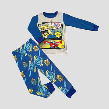 Nicklodean Boys Sets Transformer Boys Full Sleeves Pajama Set - Navy Blue