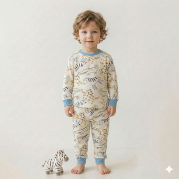 Zoo Outlines Boy Pajama Set- White
