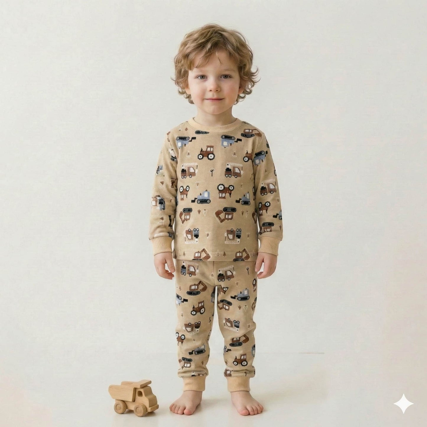 Farm Tractor Boy Pajama Set- Brown