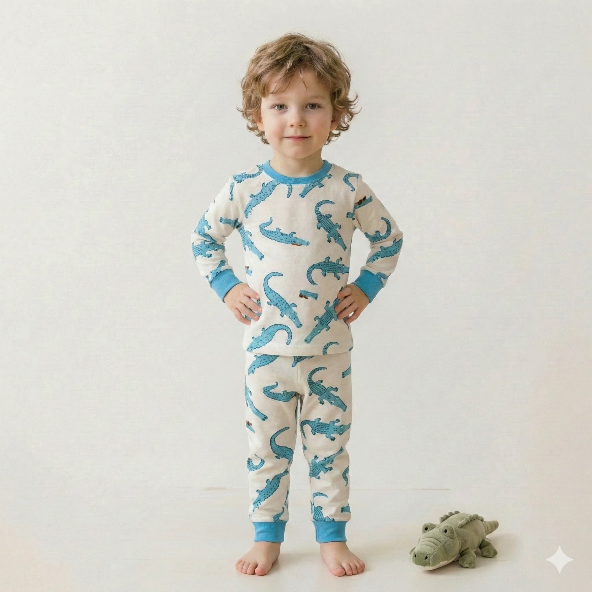 Blue Crocs Boy Full Sleeves Pajama Set-White