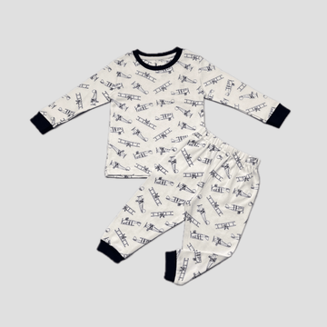 Royal Baby Boy Sets Aeroplane Baby Boys Pajama Set - White-Grey