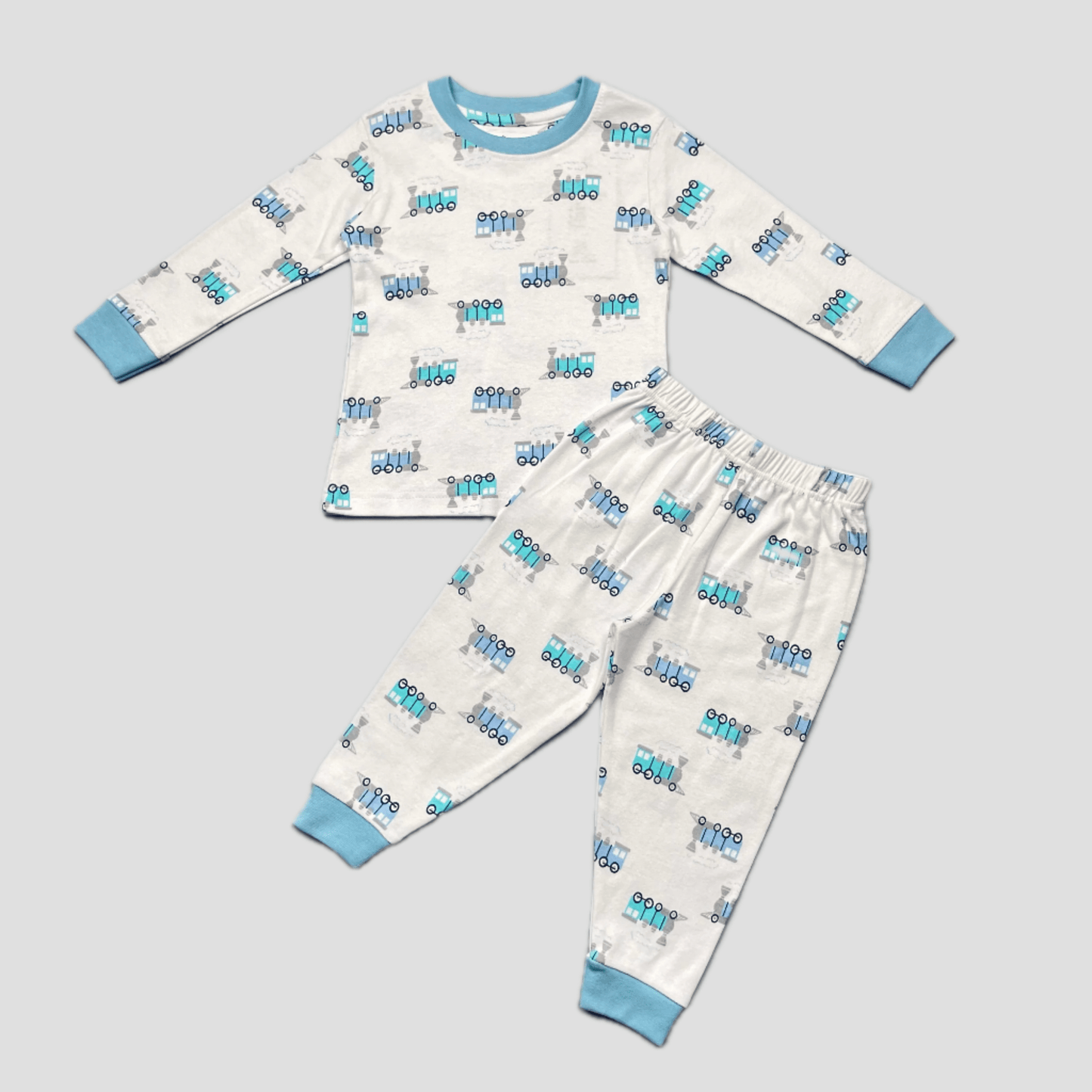 Royal Baby Boy Sets Choo Choo Train Baby Boy Pajama Set - White