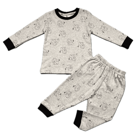 Royal Baby Boy Sets Lion Baby Boy Full Sleeves Pajama Set - Grey