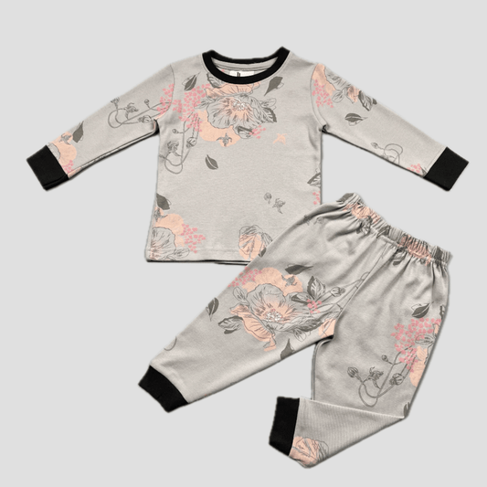 Royal Baby Girl Sets Cozy Bloom Baby Girl Full Sleeves Pajama Set - Grey