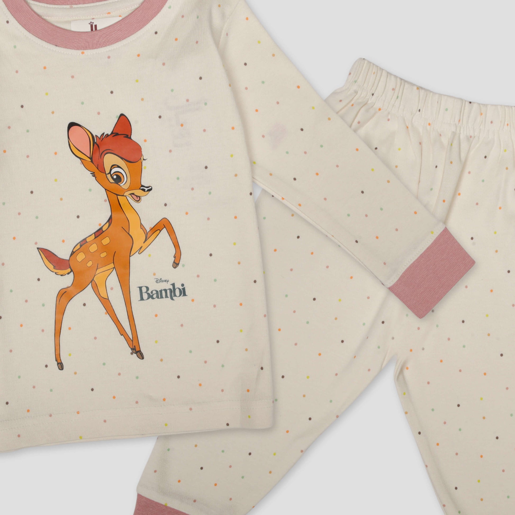 Royal Baby Girl Sets Deer Baby Full Sleeves Pajama Set- Beige