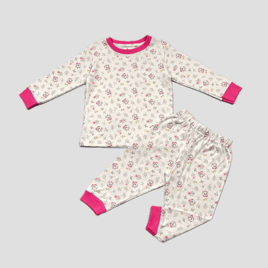 Royal Baby Girl Sets Kitty Baby Girl Full Sleeves Pajama Set - Cream & Pink