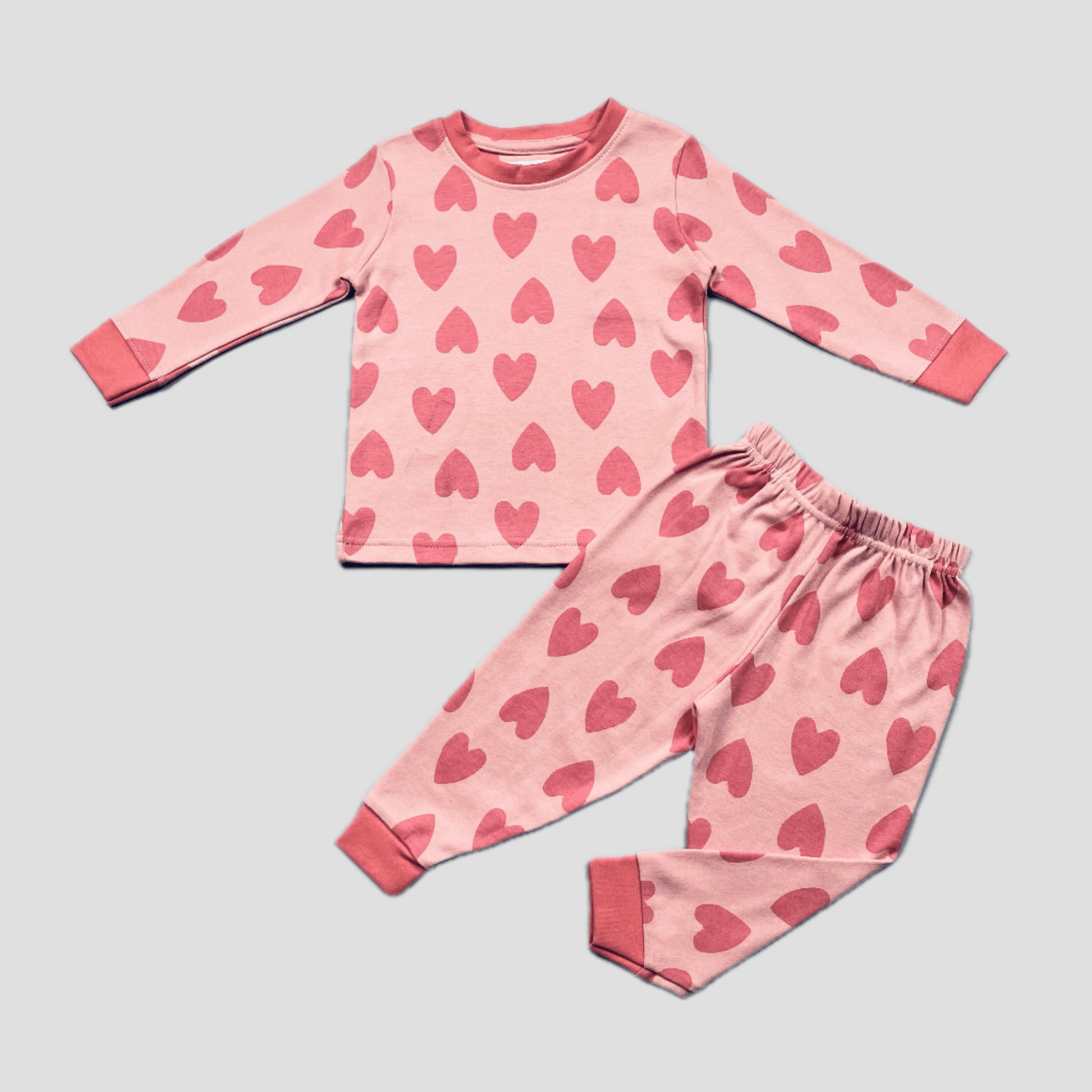 Royal Baby Girl Sets Pop Heart Baby Girls Full Sleeves Pajama Set - Pink