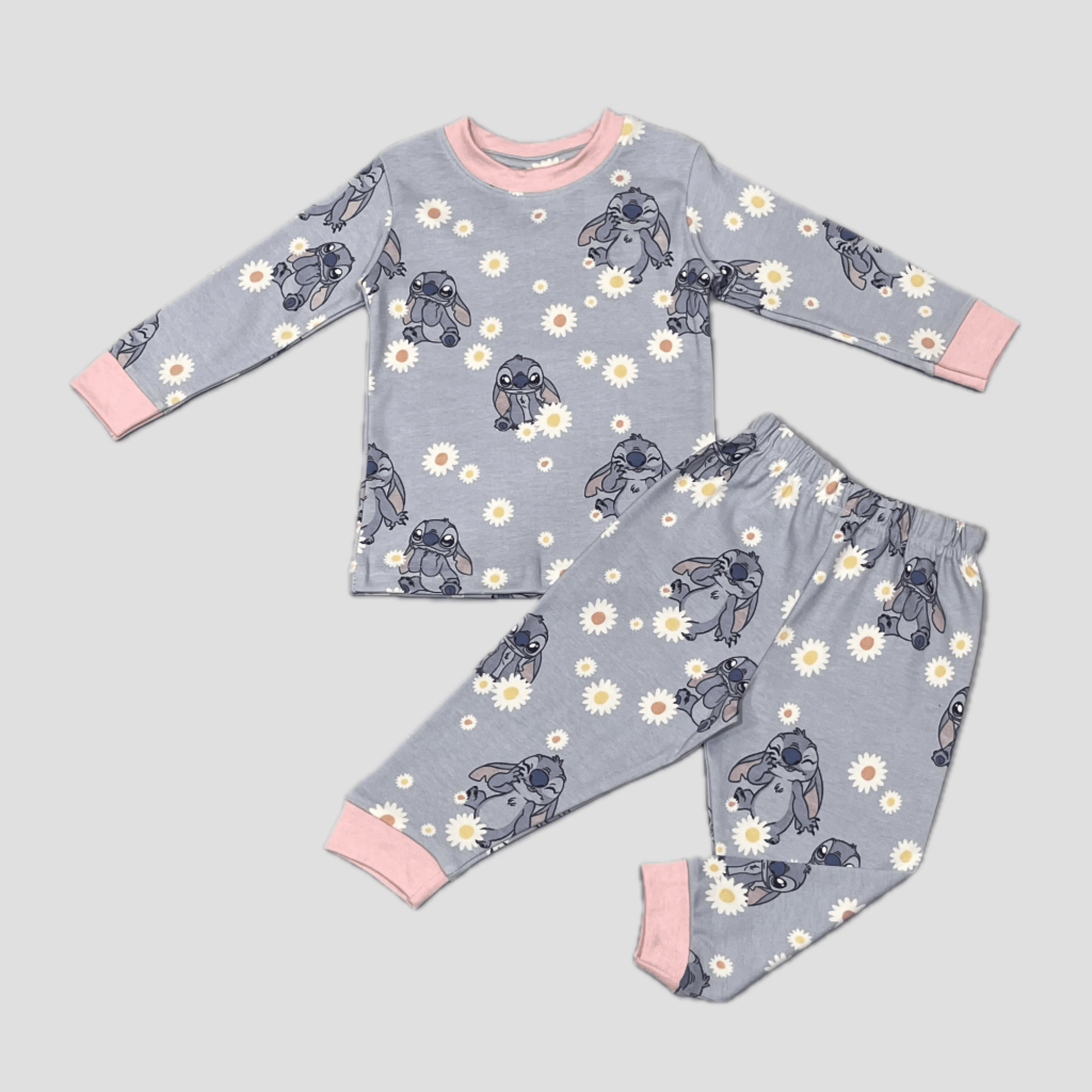 Royal Baby Girl Sets Stitch Baby Girls Full Sleeves Pajama Set - Grey