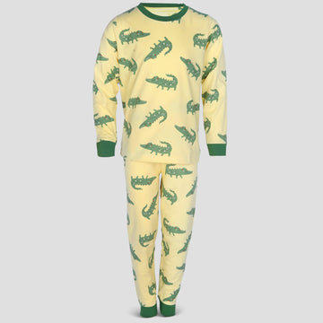 Royal Boys Sets Alligator Boys Full Sleeves Pajama Set - Yellow