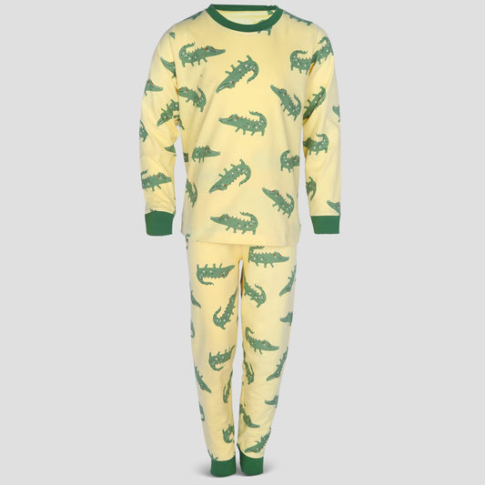 Royal Boys Sets Alligator Boys Full Sleeves Pajama Set - Yellow