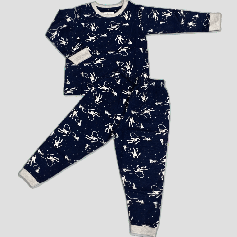 Royal Boys Sets Astronaut Boys Full Sleeves Pajama Set - Black