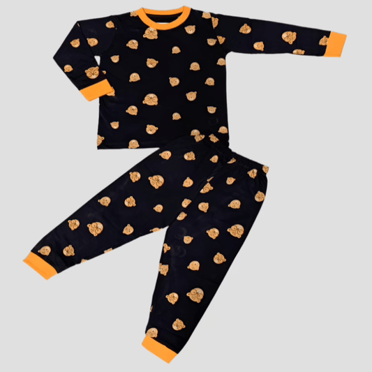 Royal Boys Sets Bear Boys Full Sleeves Pajama Set - Black