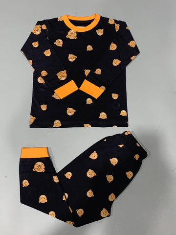 Royal Boys Sets Bear Boys Full Sleeves Pajama Set - Black