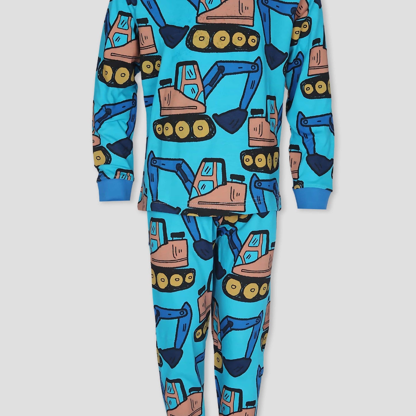 Royal Boys Sets Bulldozer Boys Full Sleeves Pajama Set - Blue