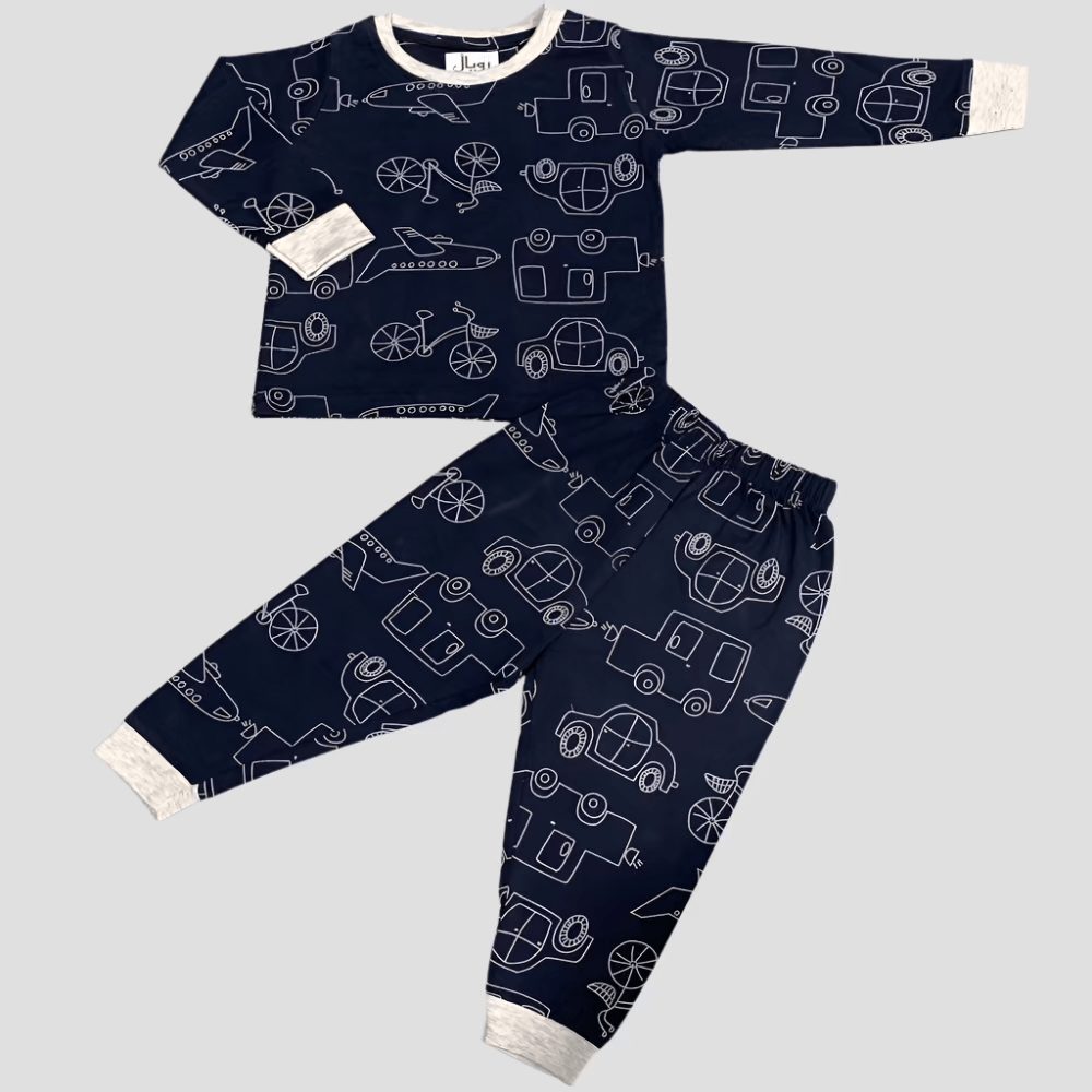 Royal Boys Sets Cars Boys Full Sleeves Pajama Set - Black