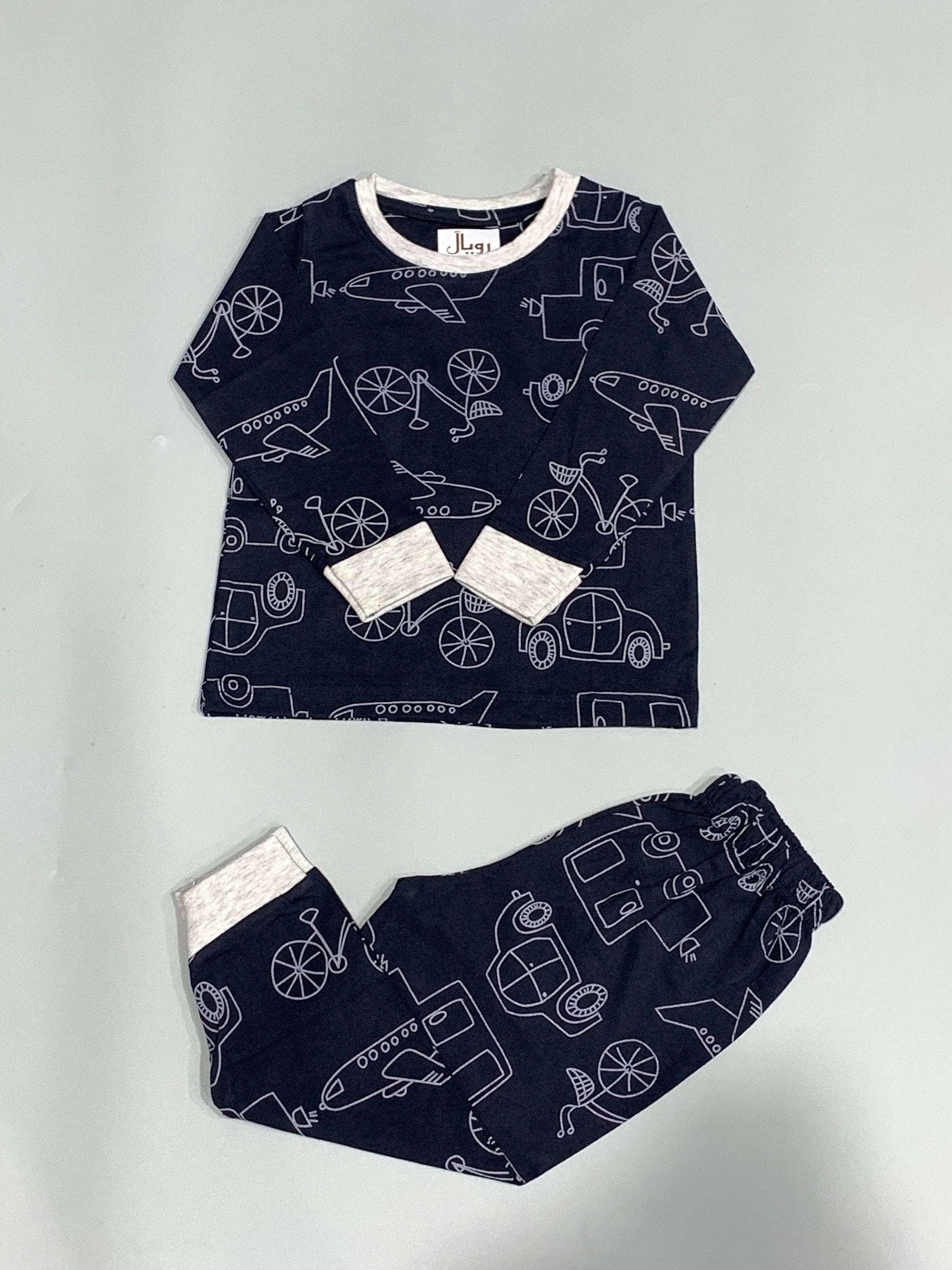 Royal Boys Sets Cars Boys Full Sleeves Pajama Set - Black