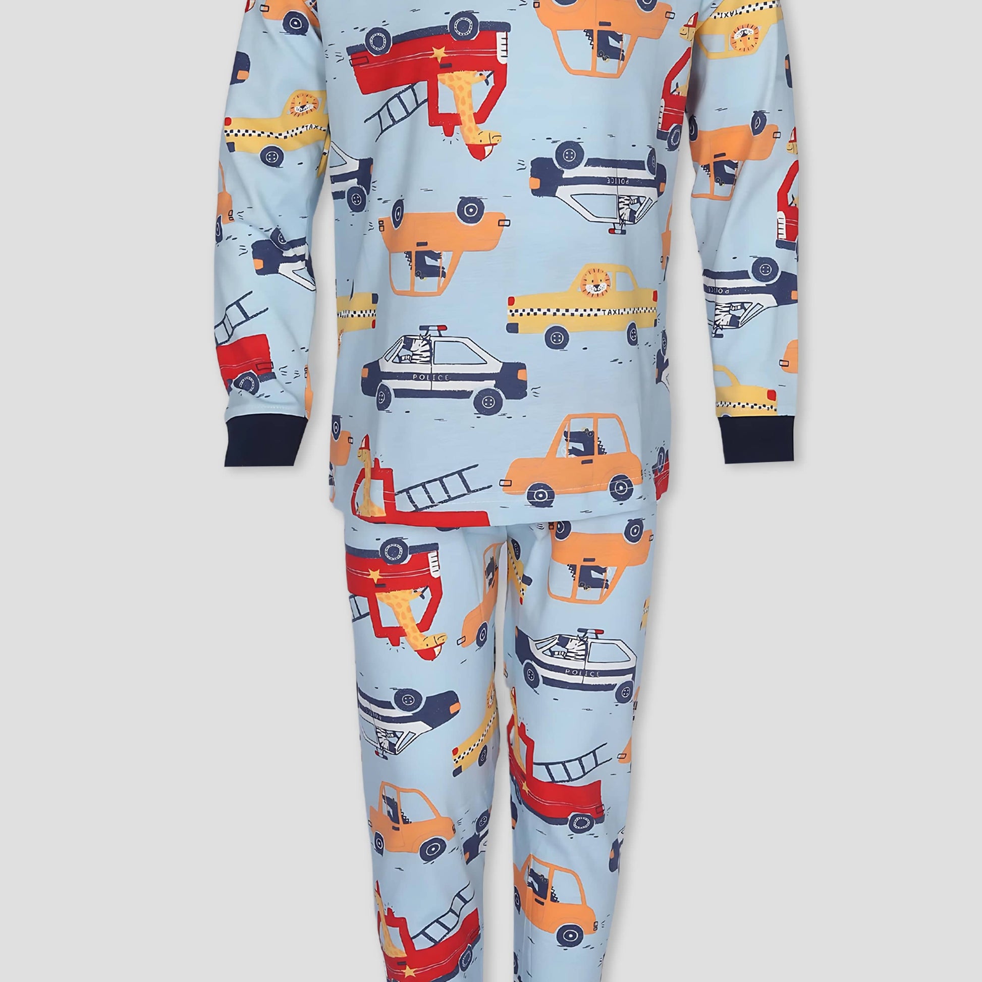 Royal Boys Sets Cars Boys Full Sleeves Pajama Set - Blue