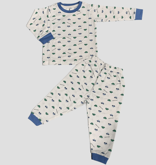 Royal Boys Sets Cars Boys Full Sleeves Pajama Set - Cream