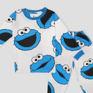 Royal Boys Sets Cookie Monster Boys Full Sleeves Pajama Set - White