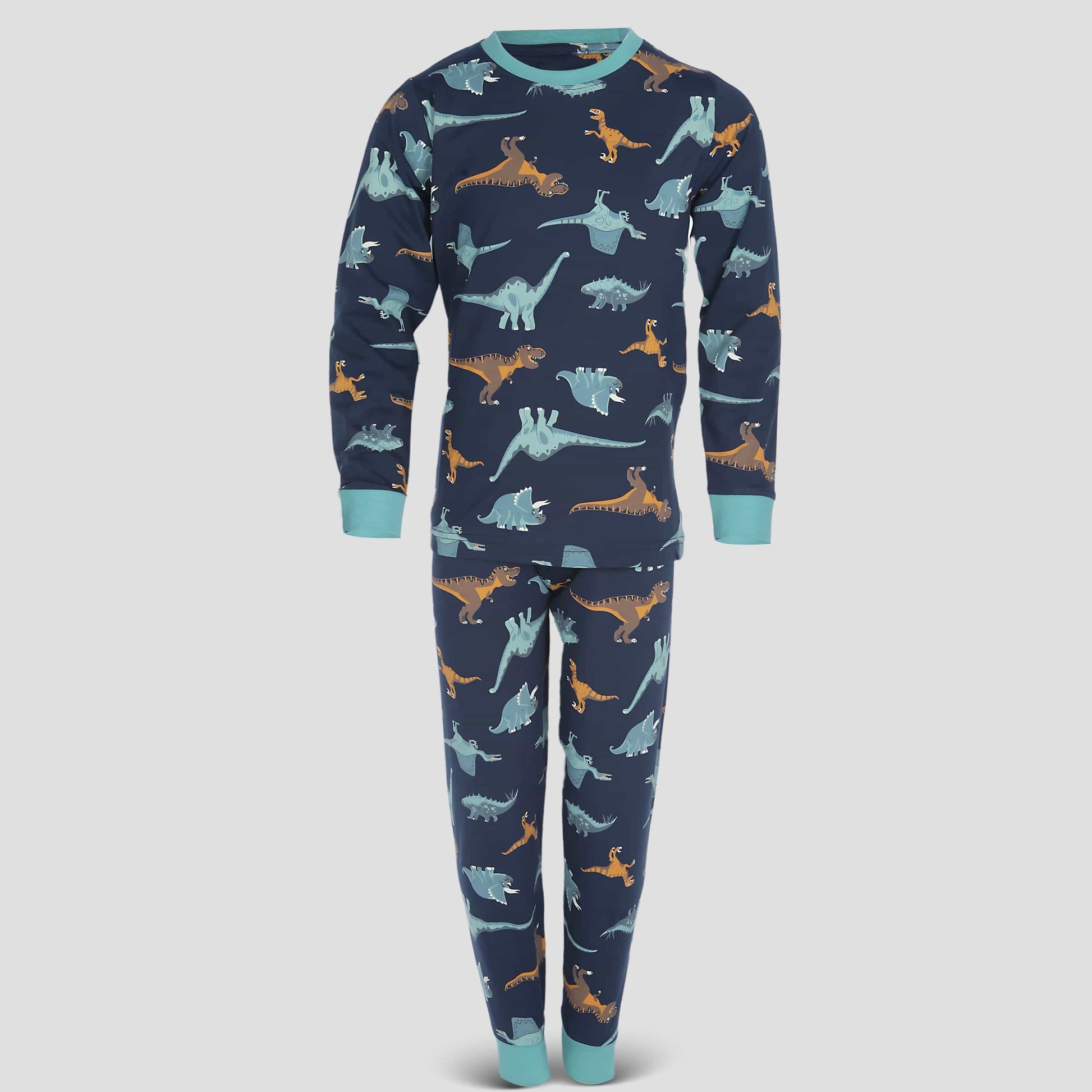 Royal Boys Sets Dino Boys Full Sleeves Pajama Set - Navy Blue