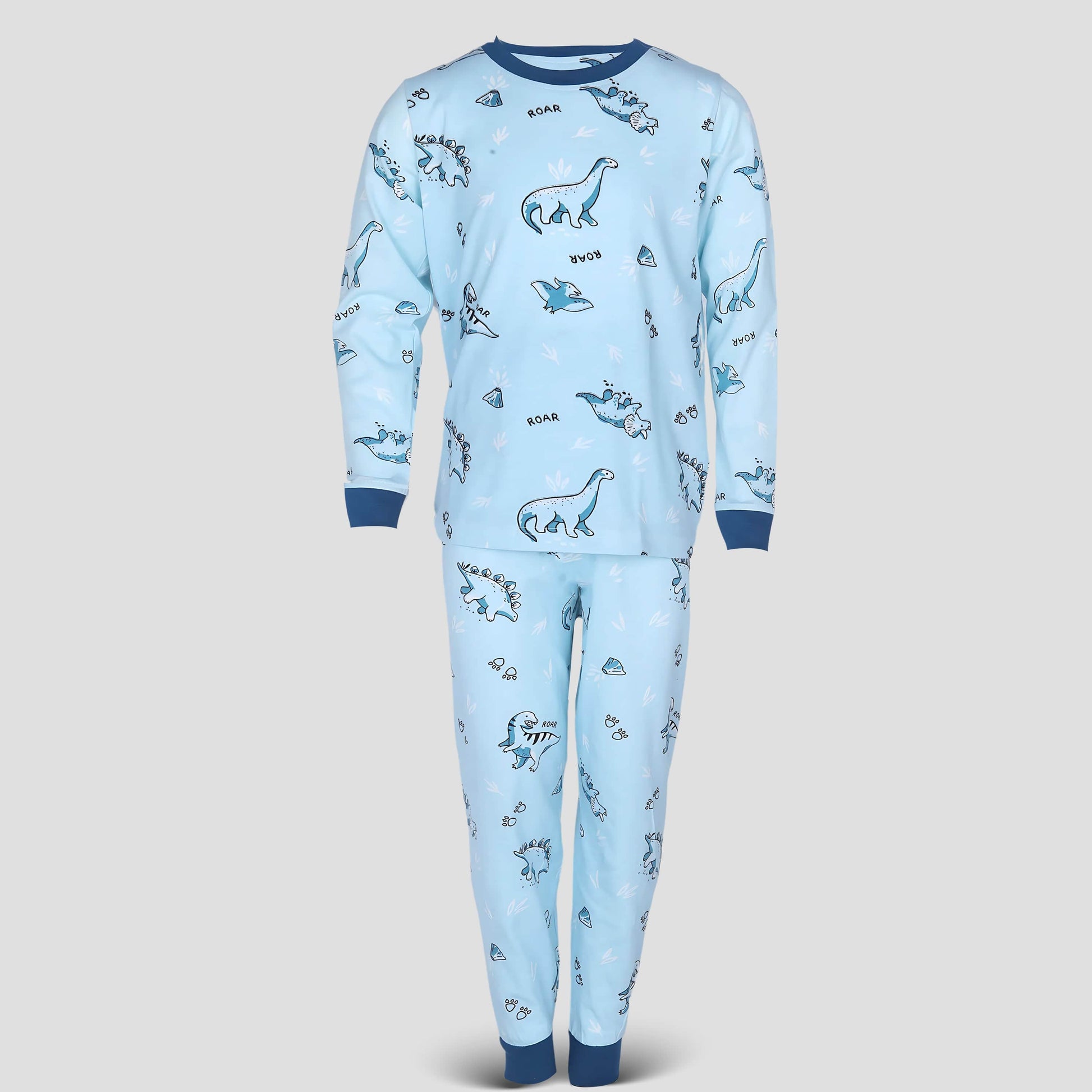 Royal Boys Sets Dino Roar Boys Full Sleeves Pajama Set - Sky Blue