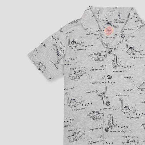 Royal Boys Sets Dinosaur Boys Button Pajama Set - Grey
