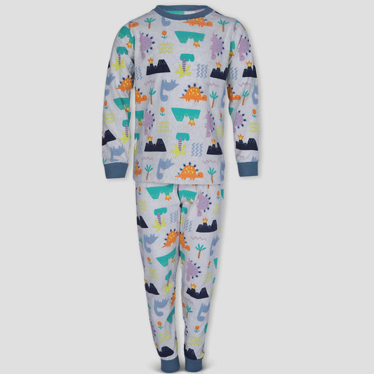 Royal Boys Sets Roar Dino Boys Full Sleeves Pajama Set - Grey