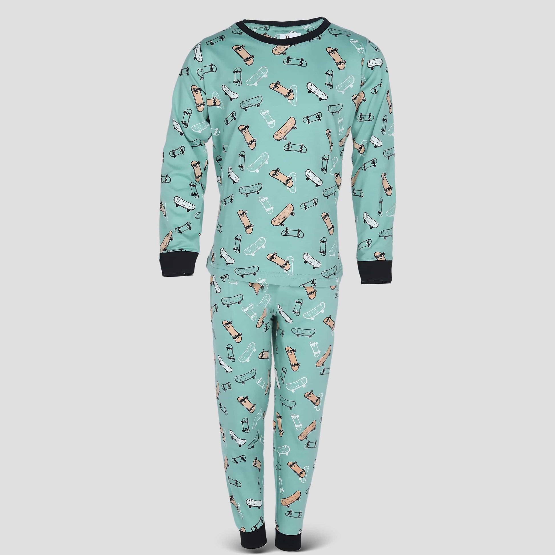 Royal Boys Sets Skating Boys Full Sleeves Pajama Set - Green