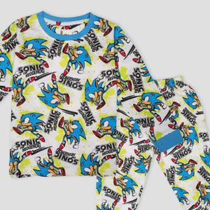 Royal Boys Sets Sonic Boys Full Sleeves Pajama Set - White