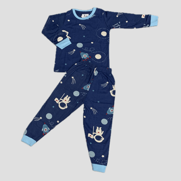 Royal Boys Sets Space Boys Full Sleeves Pajama Set - Navy Blue